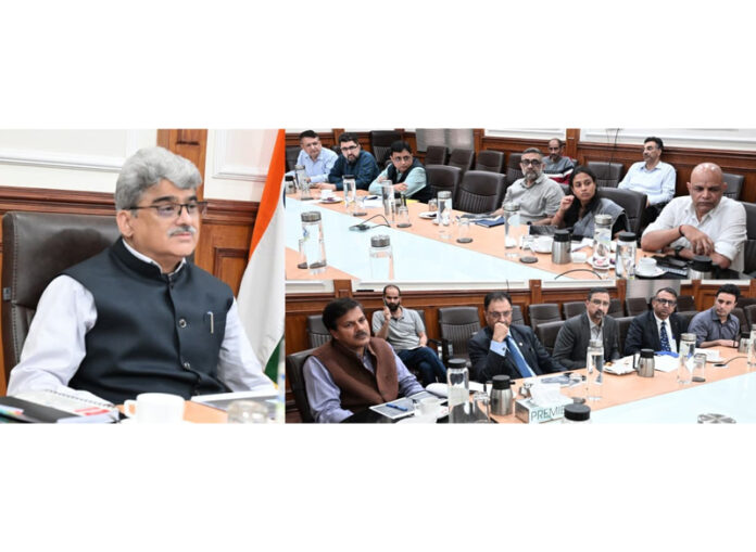 Chief Secretary chairing a meeting at Jammu on Monday.