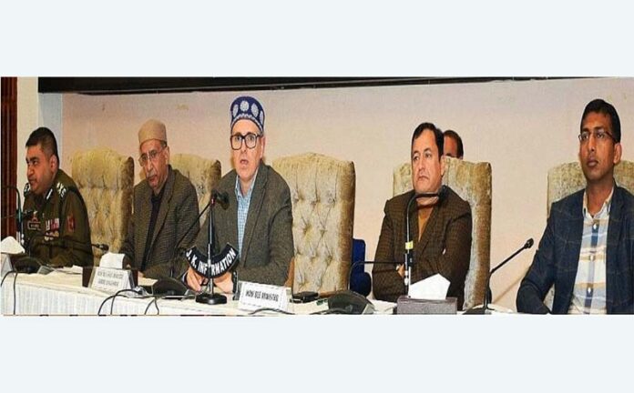 CM Omar Abdullah chairing a meeting at Srinagar.