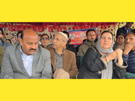 NC leaders during a function at Kulgam on Wednesday.
