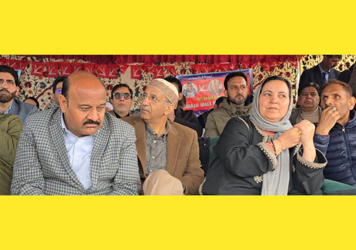 NC leaders during a function at Kulgam on Wednesday.