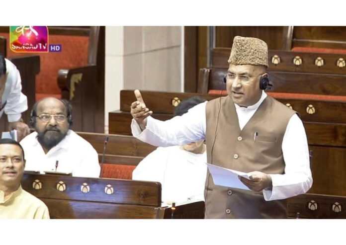MP Ghulam Ali Khatana raising a question in Rajya Sabha on Monday.