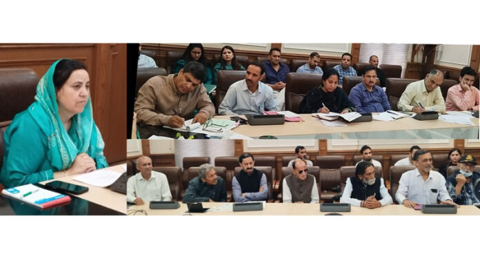 Minister Sakeena Itoo chairing a meeting on Tuesday.