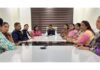MP Sat Sharma chairing a meeting of Mahila Morcha in Jammu.