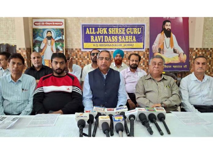 All J&K Ravidass Sabha members during press conference in Jammu.