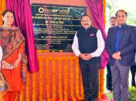 Union Minister Dr Jitendra Singh laying the foundation stone of BioFoundry at 'National Agri-Food & Biomanufacturing Institute' (NABI) at Chandigarh on Thursday.