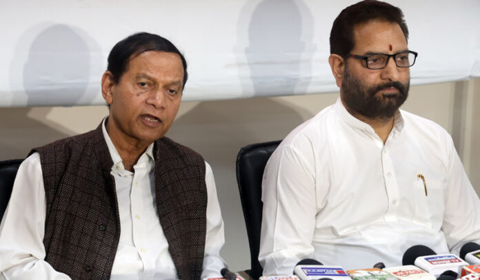 Dr Gautam Mengi and Dr Vikrant Sharma addressing press conference at Jammu on Tuesday. — Excelsior/Rakesh