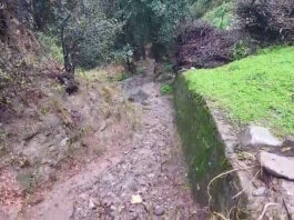 A view of an unconstructed road in village Dhara of Kishtwar district.