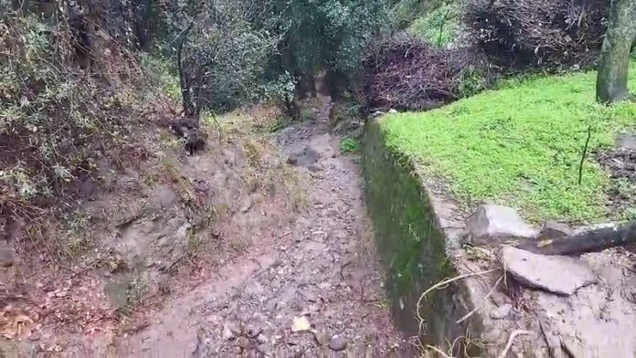A view of an unconstructed road in village Dhara of Kishtwar district.