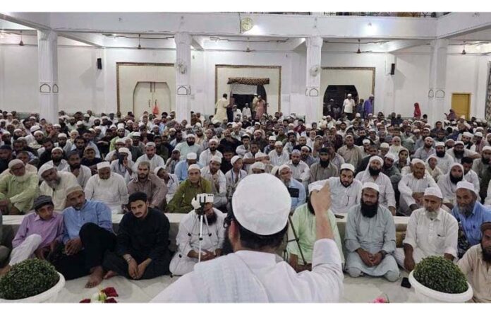 Members of Muslim community during a religious congregation on the occasion of Jumat-ul -Vida in Rajouri on Friday. Members of Muslim community during a religious congregation on the occasion of Jumat-ul -Vida in Rajouri on Friday.