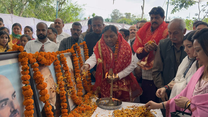 BJP president and MP (RS), Sat Sharma inaugurating a Kissan Mela at Thathar Bantalab on Saturday