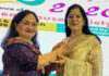 Outgoing president Dr Anita Shah handing over the baton to Dr Sudhaa Sharma in Bhopal.