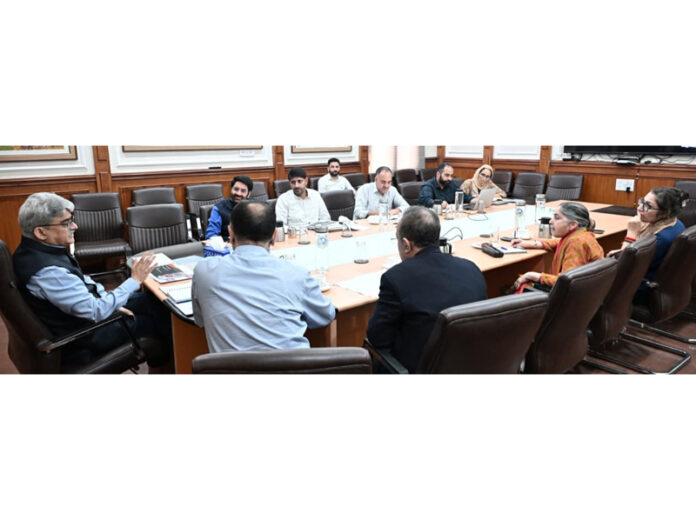 Chief Secretary chairing a meeting at Jammu on Saturday.