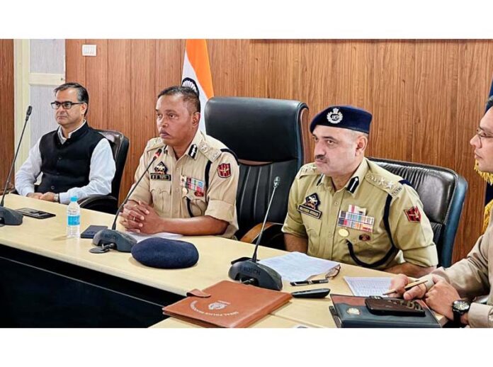 IGP Jammu BS Tuti addressing the trainee police officers and officials at ZPHQ Jammu on Friday.