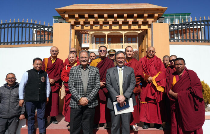 Lieutenant Governor of Ladakh with revered spiritual leaders after the meeting on Monday.
