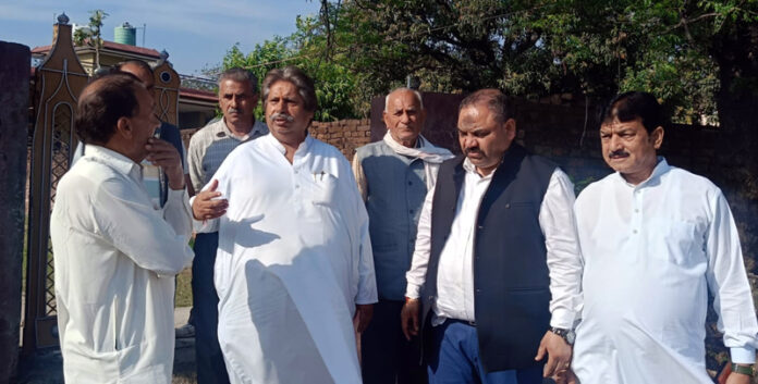 JKPCC working president, Raman Bhalla during visit to Samba on Tuesday.