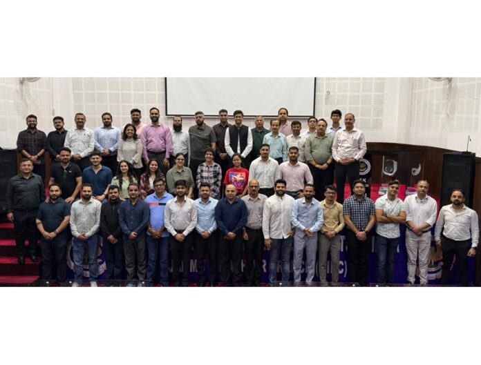 Dignitaries pose for a photograph on the conclusion of a training programme organised by J&K Branch of NIRC of ICAI.