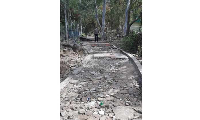 Gangera Hill Park pathway in dilapidated condition. - Excelsior/K Kumar