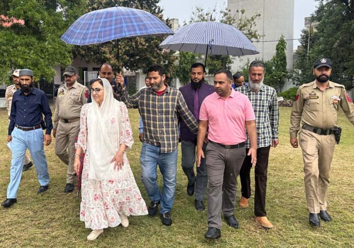 J&K Waqf Board Chairperson, Dr Darakhshan Andrabi during visit to Eidgah at Residency Road in Jammu on Sunday.