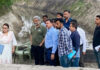 ACS Shaleen Kabra inspecting canal in Jammu on Saturday.