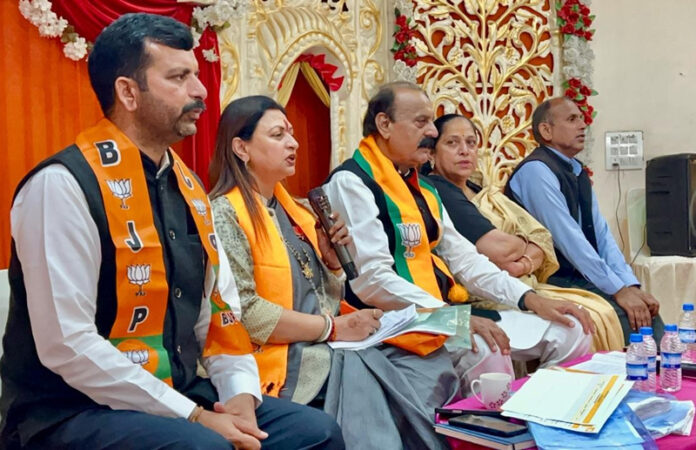 Senior BJP leaders during organisational meeting in Samba.