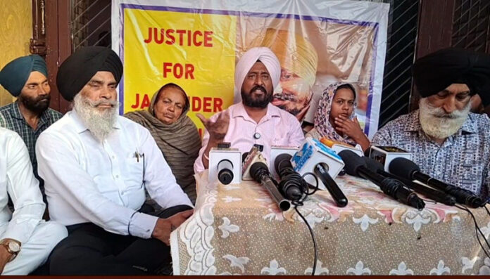 Congress leader T S Tony along with others addressing a press conference in Jammu.