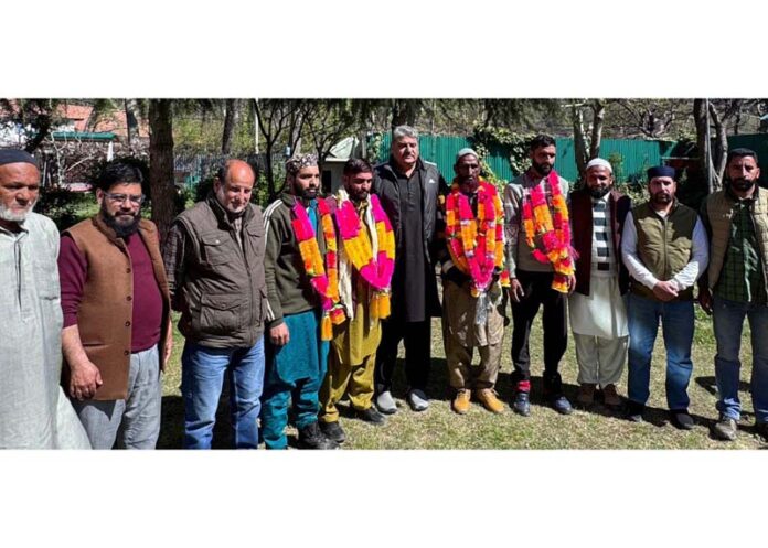 Several political workers joining NC at Banihal in presence of MLA Sajad Shaheen on Sunday.