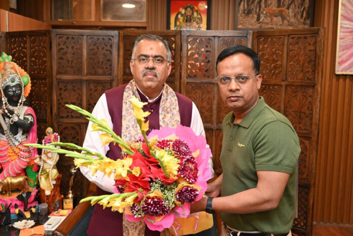 BJP spokesperson J&K, Dr Tahir Choudhary during a meeting with party national general secretary, Tarun Chugh at New Delhi.