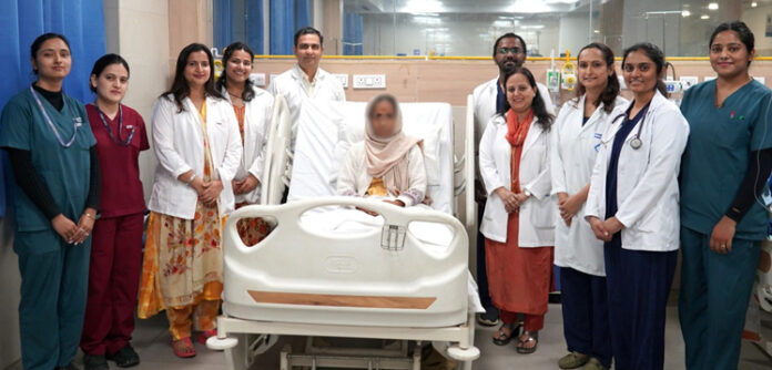 A team of doctors posing with a patient on whom complex oncological procedure was performed at AIIMS Jammu. A team of doctors posing with a patient on whom complex oncological procedure was performed at AIIMS Jammu.