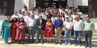 Prof (Dr) Romesh Kumar Gupta, Principal, GGM Science College posing along with others during a function on Saturday.