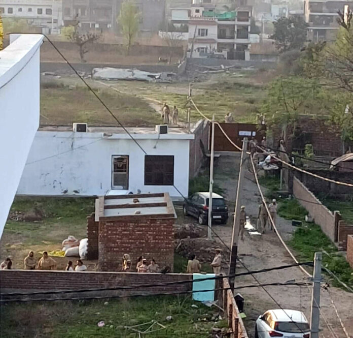 Heavy deployment made within and outside an allegedly encroached property at Chowadhi area of Jammu district.