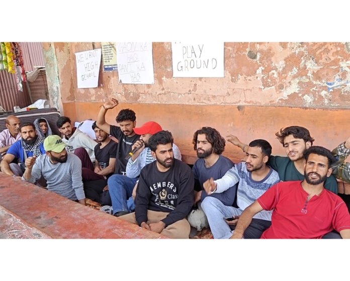 Youth sitting on hunger strike in Rajouri. — Excelsior/Imran