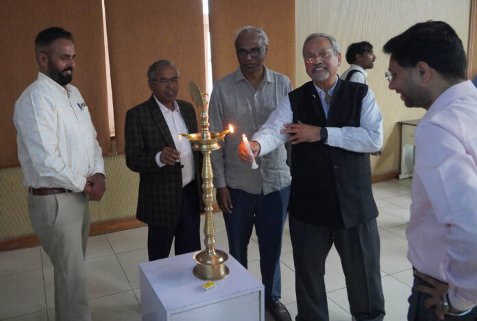 Director IIT Jammu and guests lighting ceremonial lamp at the inaugural of workshop.