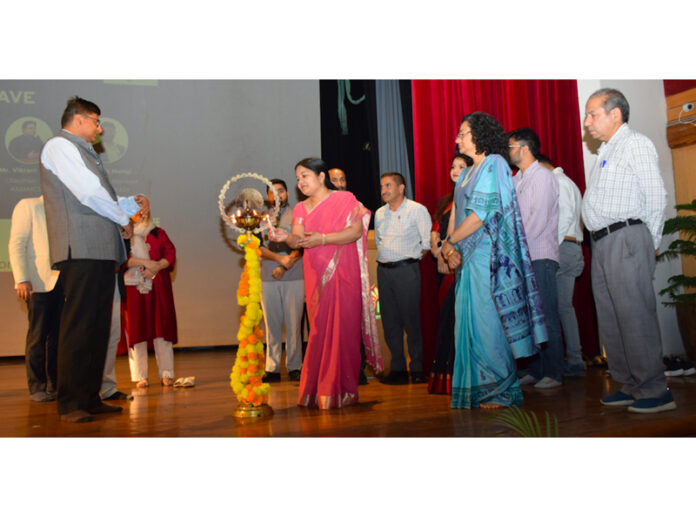 A dignitary inaugurating a management conclave at SMVDU Katra.