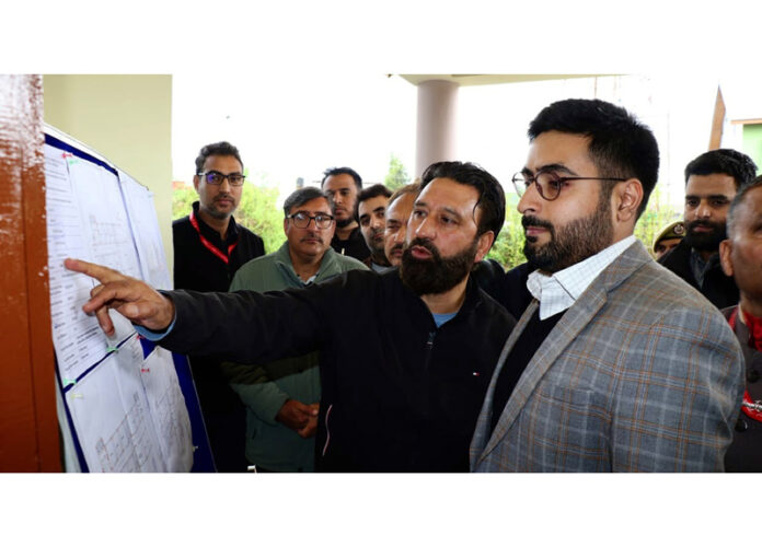 DC Srinagar during visit to newly constructed hostel for wards of ex-servicemen martyrs at Peerbagh on Monday.