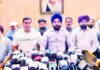 AJKTWA Chairman Karan Singh Wazir addressing press conference in Jammu. -Excelsior/Rakesh