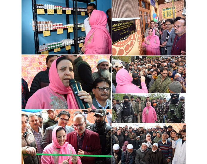 Minister Sakina Itoo laying foundation stone of development projects in Kulgam.