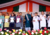LG Manoj Sinha during a function at Makwal, Jammu on Wednesday.