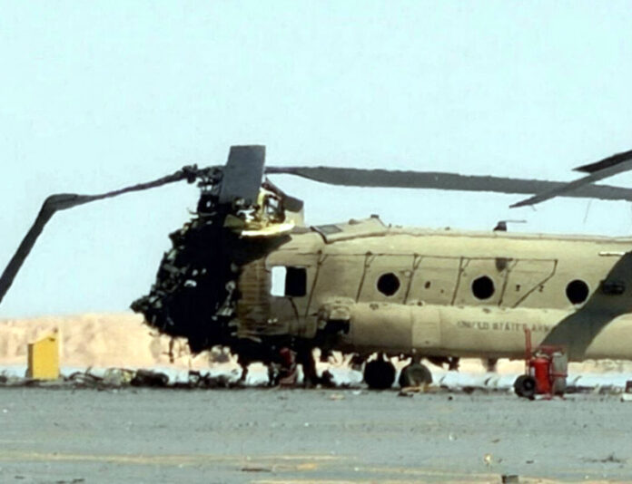 An Iranian drone strike caused severe damage to a U.S. Army Aviation Boeing CH-47 Chinook transport helicopter at an airbase in Kuwait.