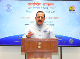 Union Minister Dr Jitendra Singh delivering keynote address at the International Conference “Vision 2047: Prosperous and Great Bharat 2.0”, organised by IIT Roorkee, on Friday.