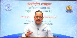 Union Minister Dr Jitendra Singh delivering keynote address at the International Conference “Vision 2047: Prosperous and Great Bharat 2.0”, organised by IIT Roorkee, on Friday.