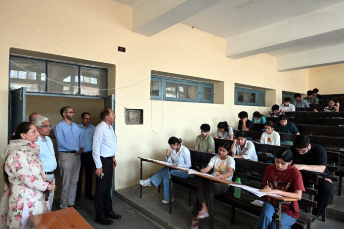 JU VC and others visiting an exam centre for JUET-2026.