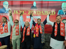 Senior NC leaders during a party function in Kishtwar.