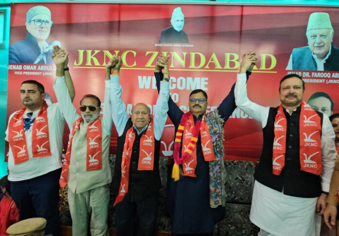 Senior NC leaders during a party function in Kishtwar.