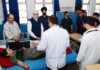CM Omar Abdullah inquiring condition of an injured in GMC Udhampur on Wednesday.