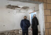 A building hit by a rocket from Lebanon in Israel on Thursday.