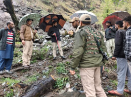 Land sinks in Mandi area of Poonch after rains. -Excelsior/Waseem
