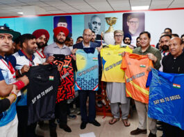 CM Omar Abdullah unveiling 2nd edition of Sher-i-Kashmir Cricket Tournament jerseys in Jammu.