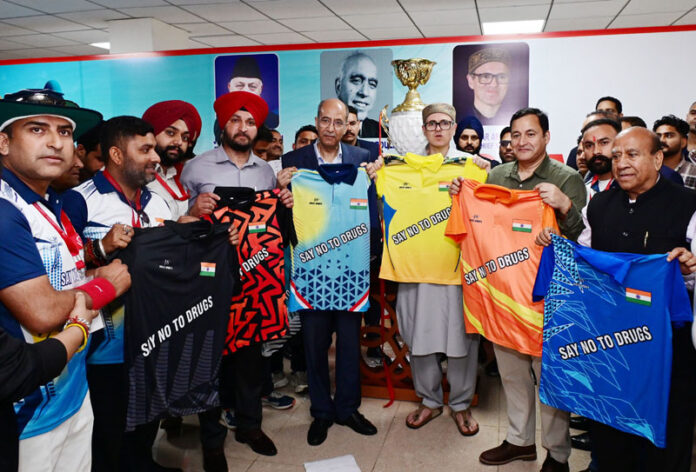 CM Omar Abdullah unveiling 2nd edition of Sher-i-Kashmir Cricket Tournament jerseys in Jammu.
