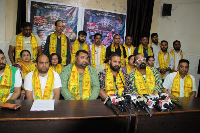 Atul Gupta of Shree Shyam Parivaar along with others addressing a press conference in Jammu on Saturday. -Excelsior/Rakesh