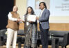 Meena Kumari, coordinator, middle wing receiving award at New Delhi.